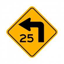 W1-1AL Left Turn/Advisory Speed