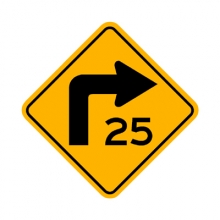 W1-1AR Right Turn/Advisory Speed