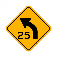 W1-2AL Left Curve/Advisory Speed