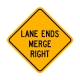 W9-2R Left Lane Ends Merge Right