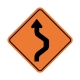 W24-1R Double Reverse Curve Right-One Lane