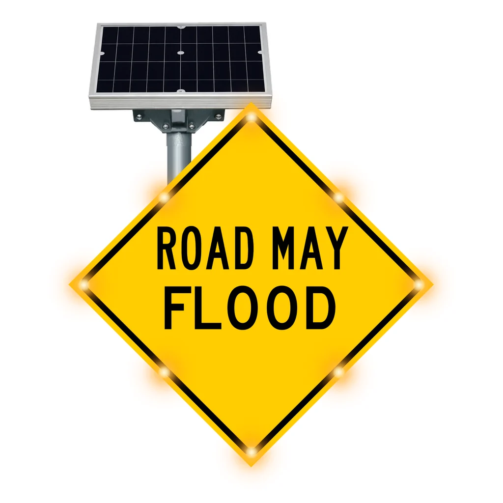 Road may flood flashing sign