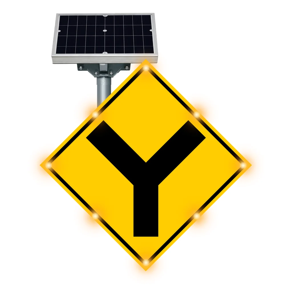 Y intersection flashing sign